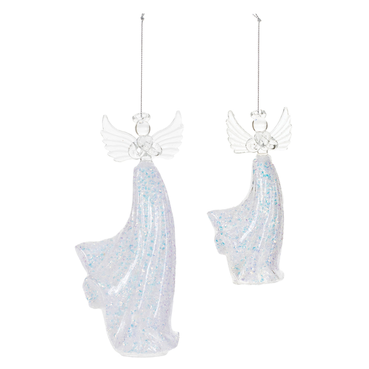 Iridescent Glass Angel Ornament (Set of 6)