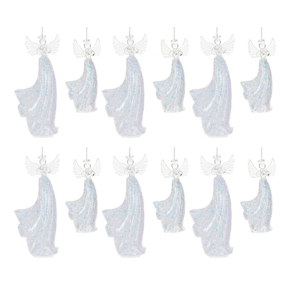 Iridescent Glass Angel Ornament (Set of 6)