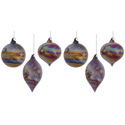 Iridescent Etched Glass Ornament (Set of 6)