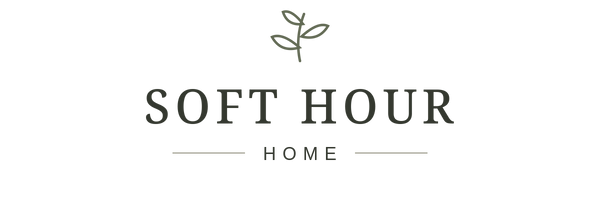 Soft Hour Home premium wordmark with olive branch